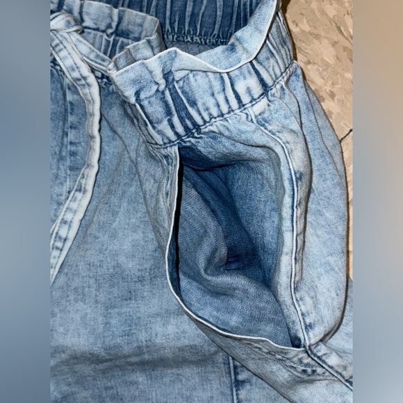 aerie DreamSoft High Rise Denim Joggers with Paperbag Waist in Vintage Blue L - Picture 7 of 13